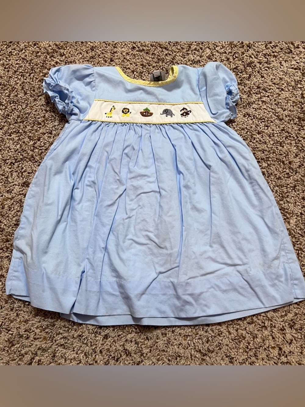 Classic Southern Smocks Blue Dress with Noah’s Ark Embroidery Size 24 Months